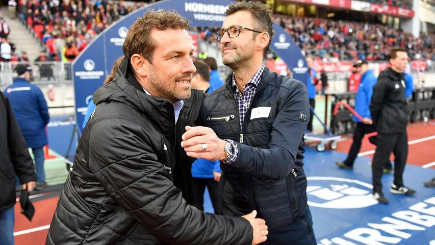 Wiedersehen im Dezember: Club-Trainer Markus Weinzierl (hier noch in Diensten des VfB Stuttgart) und Löwen-Coach Michael Köllner (hier noch in Diensten des 1. FCN).