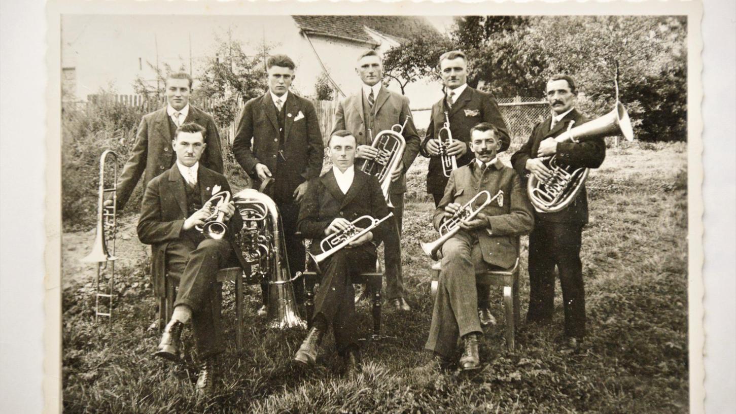 Die Gründungsmitglieder des Windsfelder Posaunenchors 1928.
