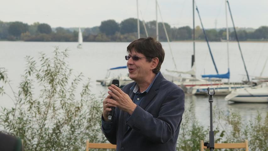 Jörg Zitzmann, Präsident des Fischereiverbands Mittelfranken, sprach zur Eröffnung des Fischerfests am Altmühlsee.