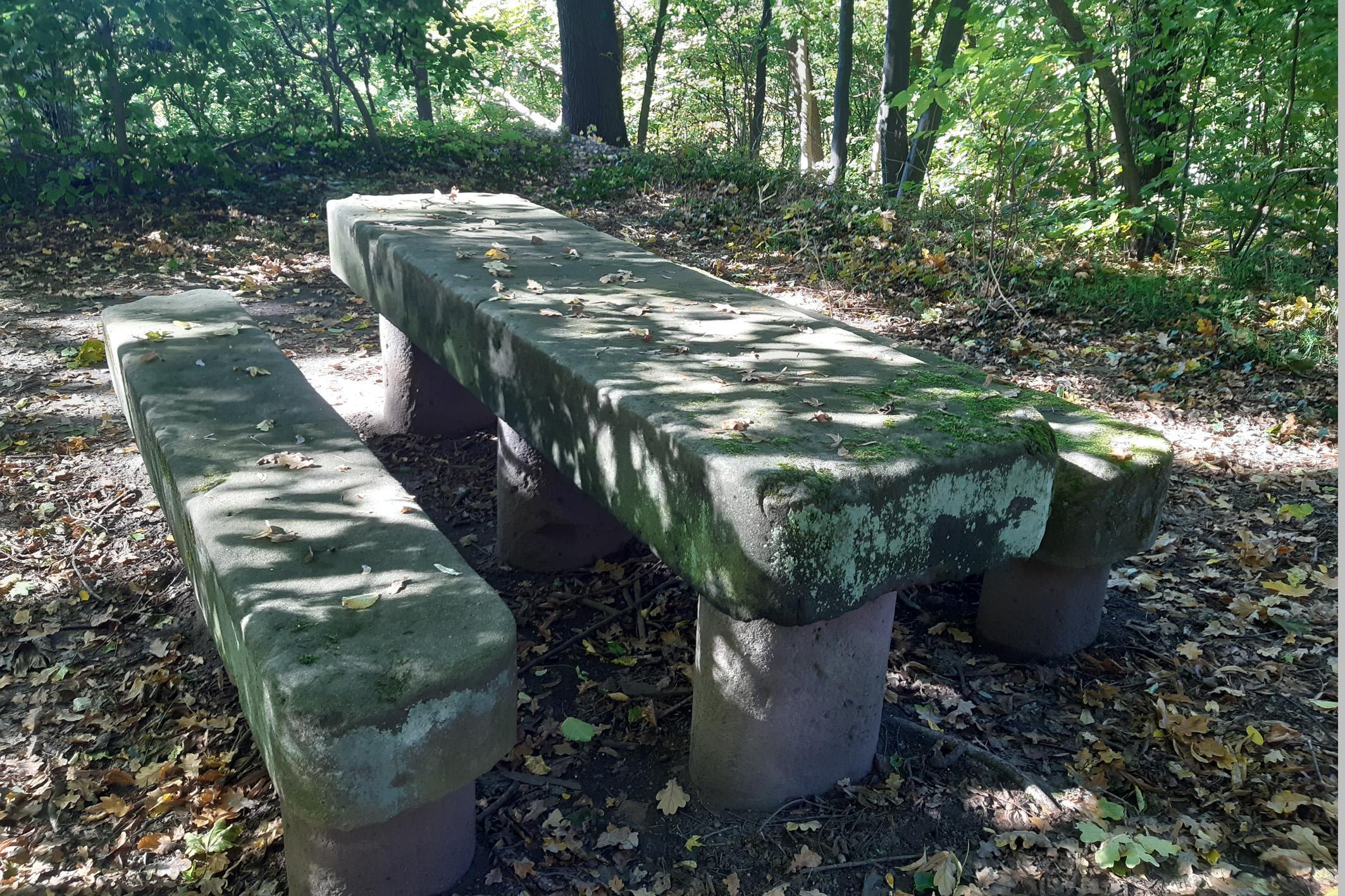 Tisch und Bänke zum Ausruhen in der Wildnis. 