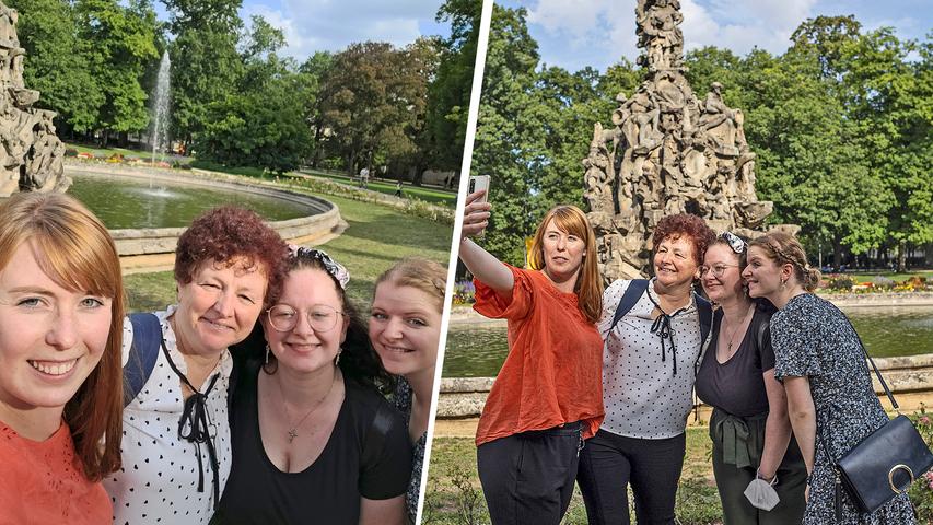 Im Schlossgarten traf Nina Familie Koch - Rebekka, Anastasia und Anna - auf Uni-Erkundungsrundgang.