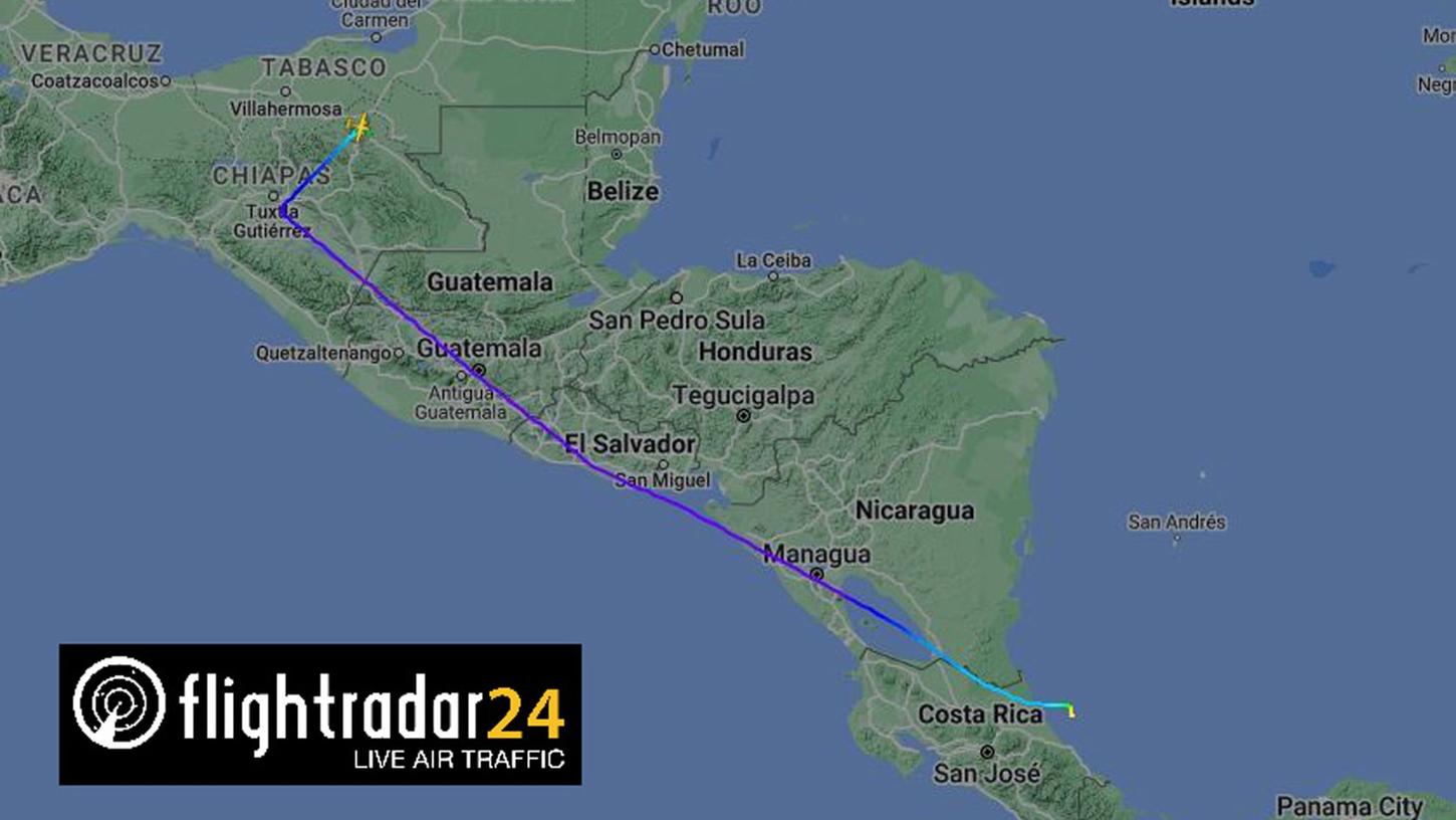 Ein Flugzeug mit fünf deutschen Passagieren ist verschwunden - es war auf dem Weg von Mexiko nach Puerto Limón an der Karibikküste von Costa Rica.
