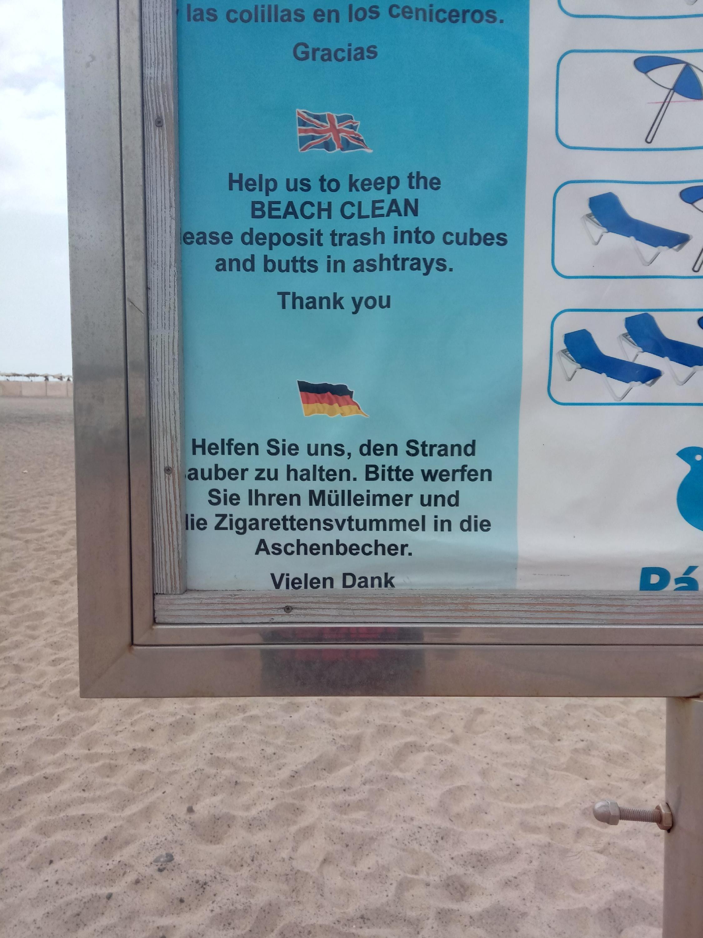 "Das haben wir am Strand von Jandia auf Fuerteventura gesehen. Wie groß der Aschenbecher oder der Mülleimer war, ist nicht bekannt", so Familie Brock aus Ipsheim.
