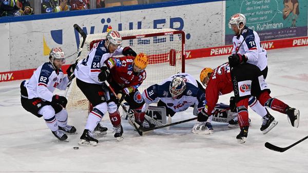 Tumult vor dem Tor von Torwart Niklas Treutle (Nuernberg Ice Tigers 31) , Fischtown Pinguins - Nuernberg Ice Tigers, Eis