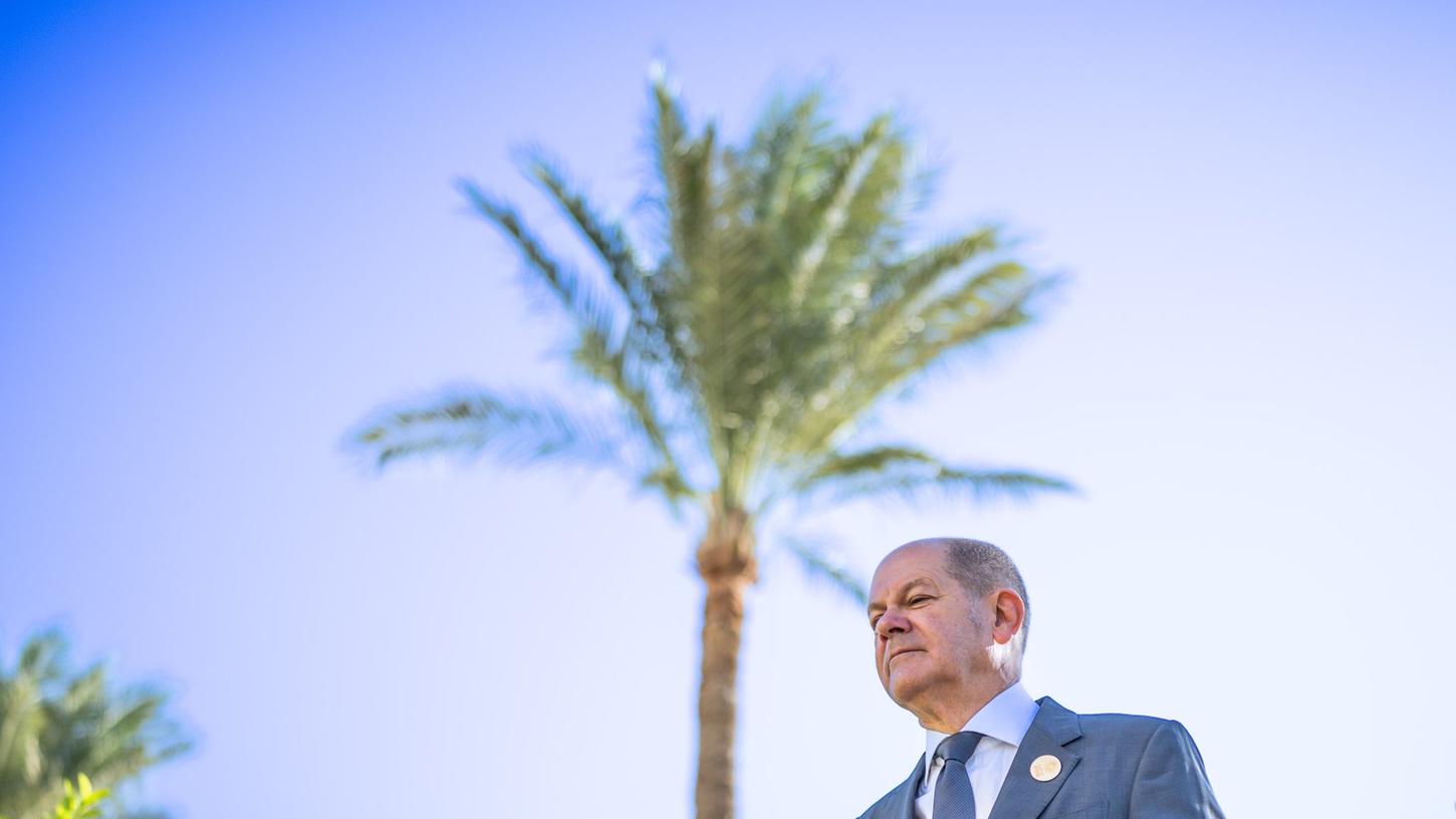"Die Zeit wird knapp": Bundeskanzler Olaf Scholz in Scharm el Scheich. "Die Zeit wird knapp": Bundeskanzler Olaf Scholz in Scharm el Scheich.