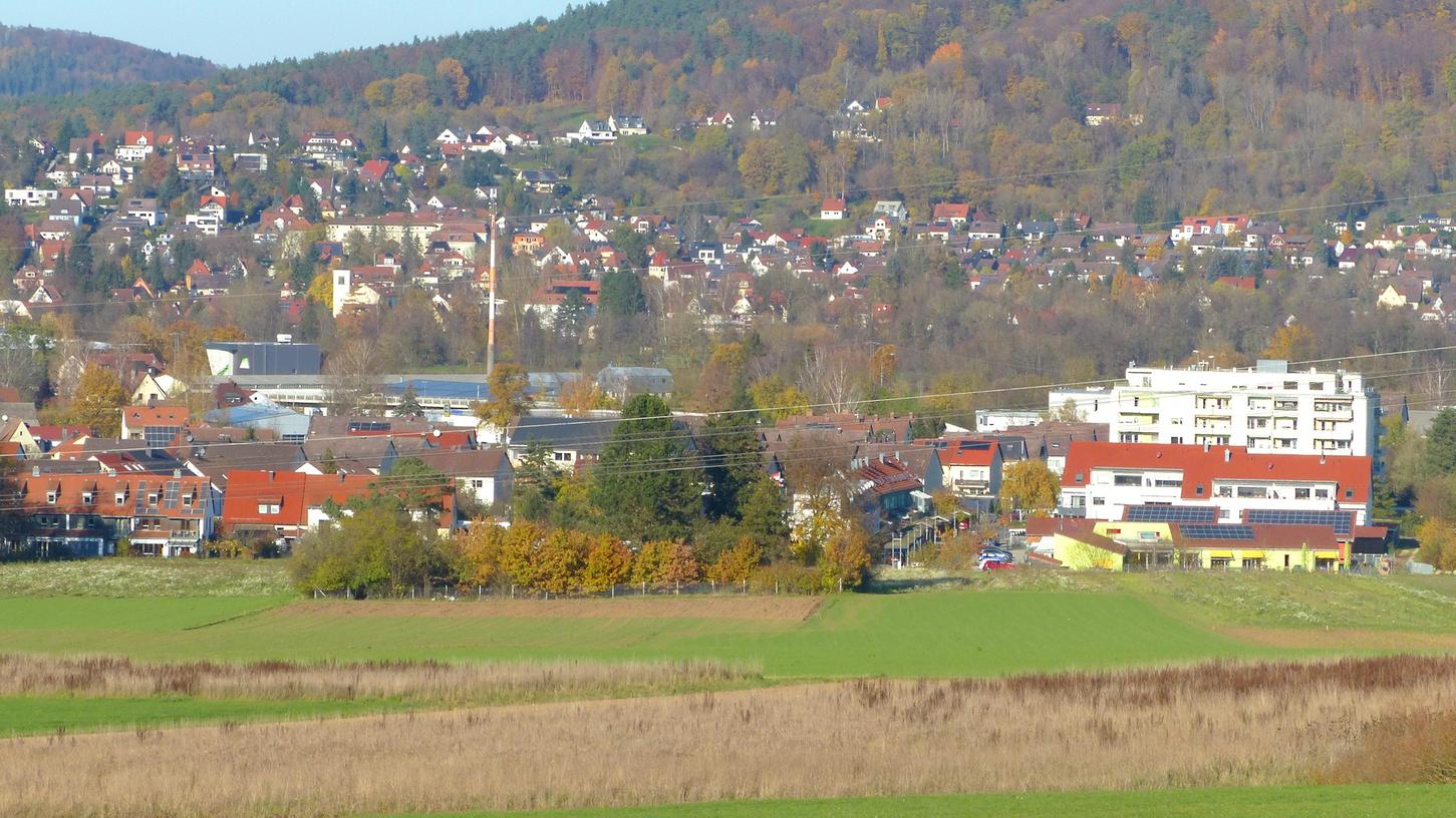 Hersbruck erhält südlich der Raiffeisenstraße gleich im Anschluss an die Kindertagesstätte ein neues Wohnbaugebiet, wofür auch das Wäldchen im Vordergrund weichen muss.
