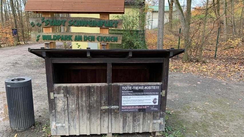Die "Tote-Tiere-Kiste" im Wildpark Schweinfurt.