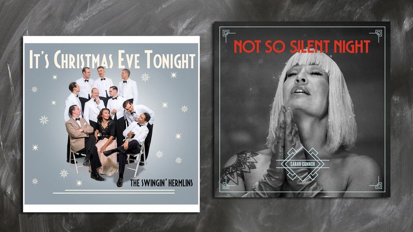 Die Plattencover der Alben "It's Christmas Eve Tonight" von The Swingin' Hermlins (links) und von "Not So Silent Night" von Sarah Connor.

