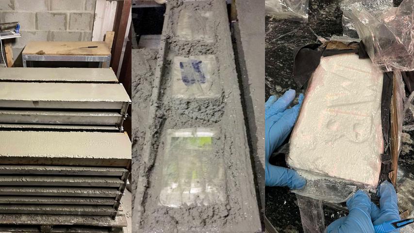 Ein Großteil des Kokains war in Betonplatten versteckt. Ein Großteil des Kokains war in Betonplatten versteckt.