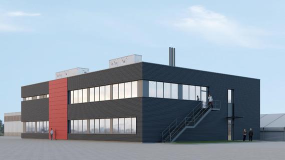 Das zukünftige Technik- und Sozialgebäude mit neuer Lehrwerkstatt bei Bosch Industriekessel in Schlungenhof.