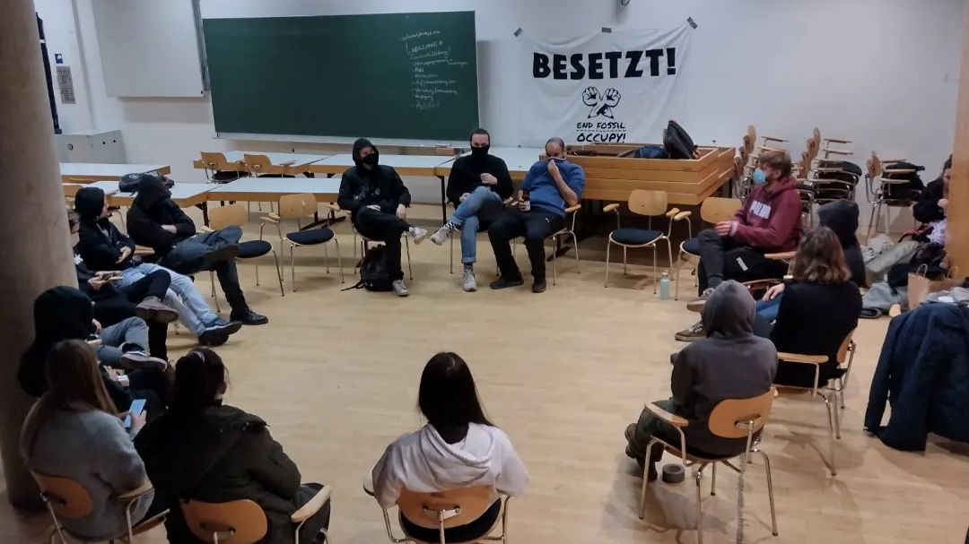 Studierende haben einen Hörsaal der Technischen Hoschule in Nürnberg besetzt.
