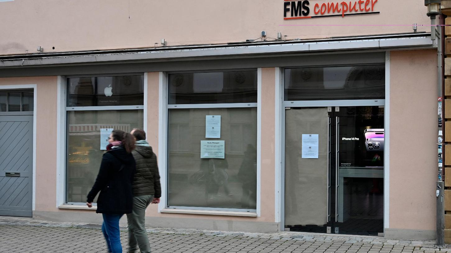 Der FMS-Laden in der Fußgängerzone in Erlangen steht seit Anfang Dezember 2022 leer.
