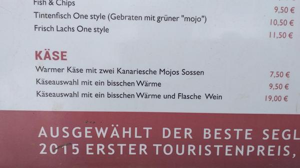 "Das Foto habe ich auf Lanzarote aufgenommen. Die Käseauswahl haben wir aber nicht probiert", schreibt uns Leserin Heike Schwab aus Erlangen.