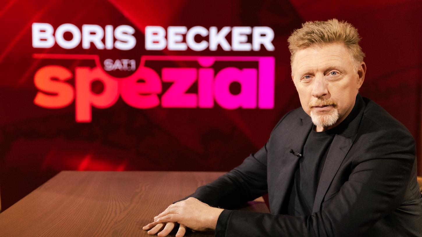 Ex-Tennisstar Boris Becker sitzt beim Exklusiv-Interview vor dem Schriftzug "Boris Becker Sat.1 Spezial". Ex-Tennisstar Boris Becker sitzt beim Exklusiv-Interview vor dem Schriftzug "Boris Becker Sat.1 Spezial".