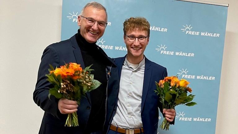 Sie ziehen in den Wahlkampf: FW-Landtagskandidat Wolfgang Hauber (li.) und FW-Bezirkstagskandidat Marco Meier.