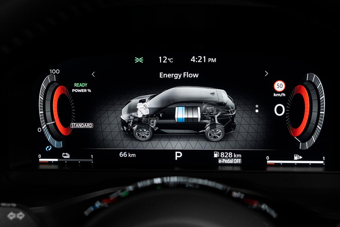 Auch der Energiefluss lässt sich im digitalen Fahrerdisplay darstellen.