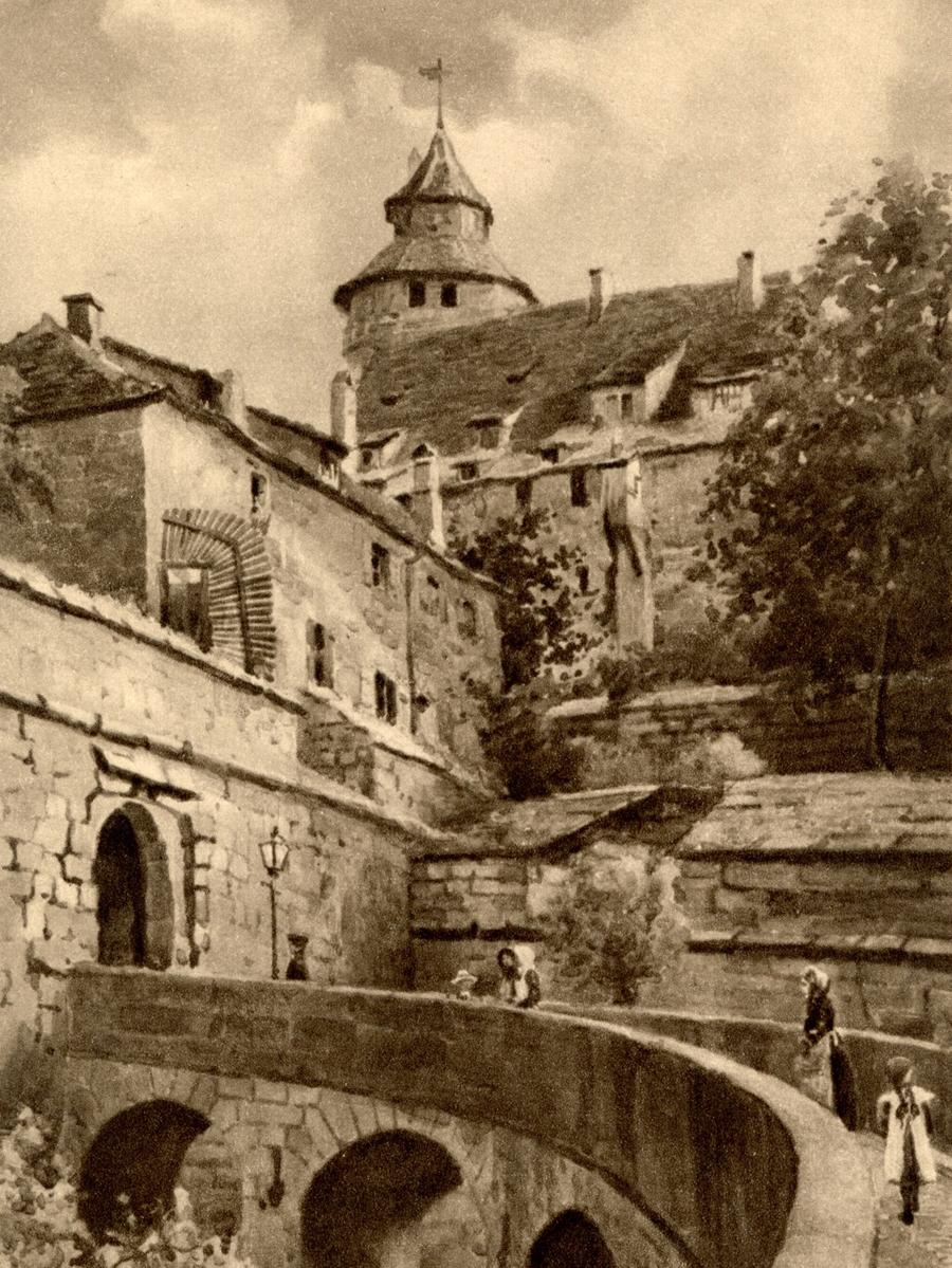 Der englische Maler Charles E. Flower verewigte die Vestnertorbrücke auf seiner Reise durch Festlandeuropa 1906 in diesem Aquarell, das als Ansichtskarte kursierte.