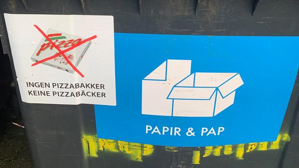 Gesehen in Blavand, Dänemark, an den Abfalltonnen auf dem Campingplatz von Leserin Hella Reich aus Bubenreuth.