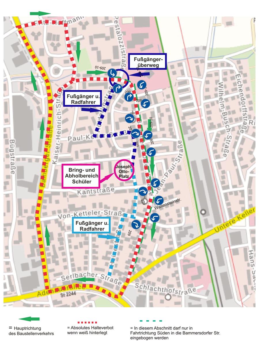 Die Stadt ändert wegen der Großbauarbeiten die Verkehrsführung.