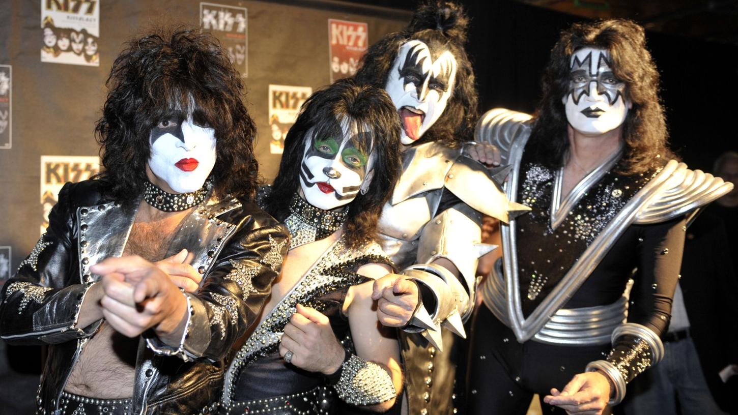 Paul Stanley, Eric Singer, Gene Simmons und Tommy Thayer (l-r) von Kiss 2008 in Oberhausen.