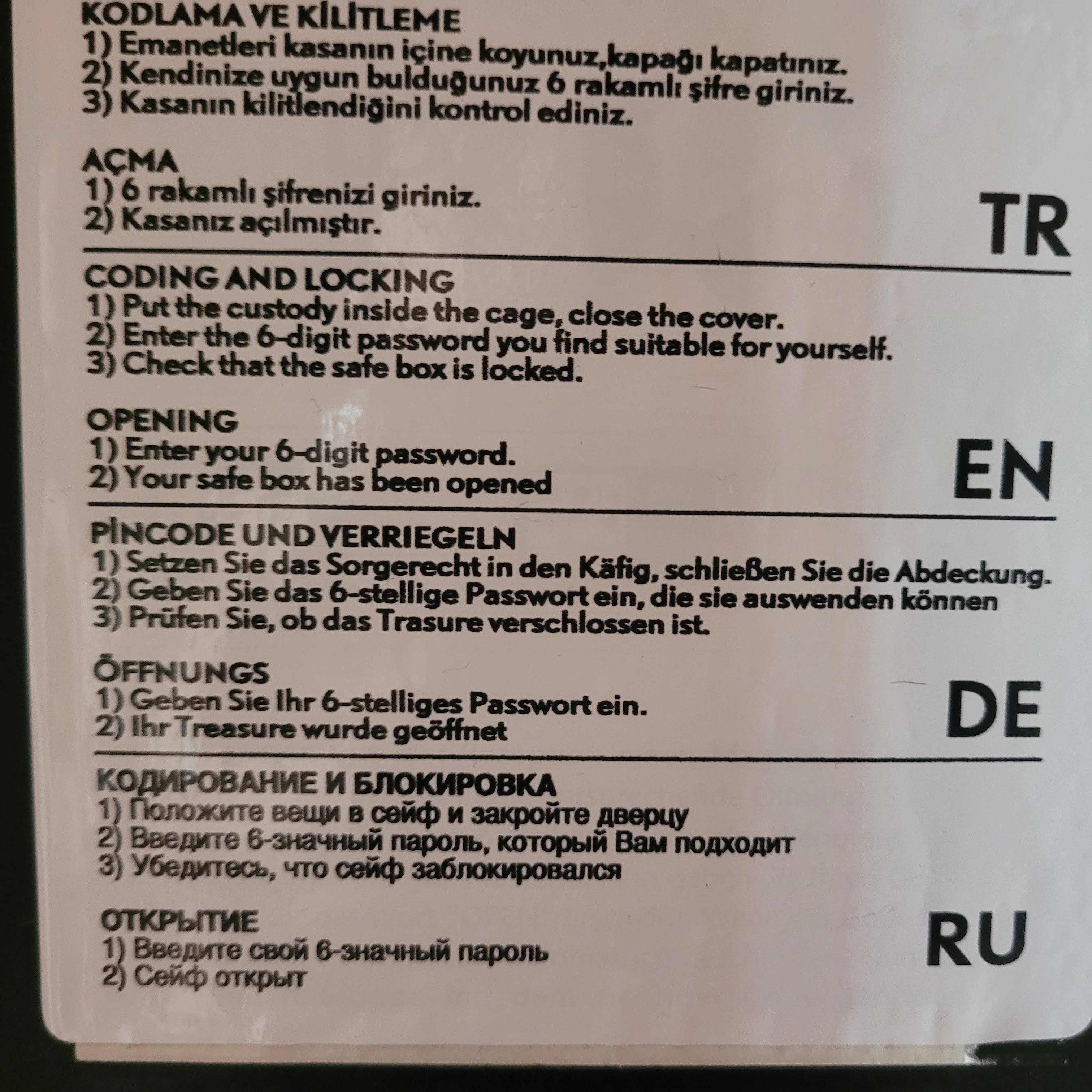 "Das habe ich in einem Hotel in Antalya aufgenommen, die Bedienungsanleitung für den Safe", schreibt uns Birgit Güßregen aus Herzogenaurach. Alle Bilder der letzten Jahre unserer lustigen Deutschübersetzungen finden Sie hier.
