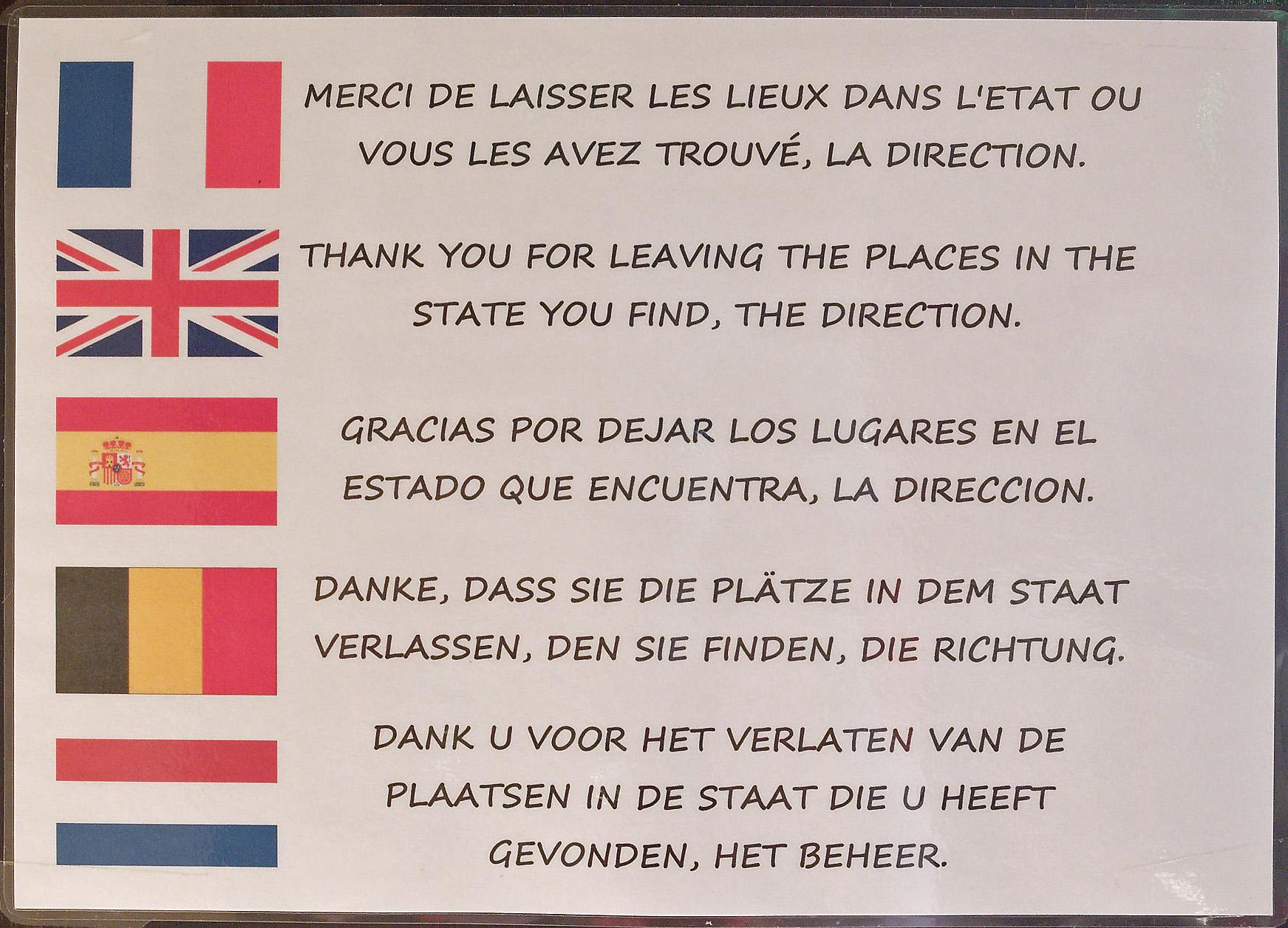 "Auf unserer Reise durch Frankreich bei Tarbes sah ich an der Toilettentür diese Aufforderung", schreibt Thomas Lang aus Altdorf bei Nürnberg.