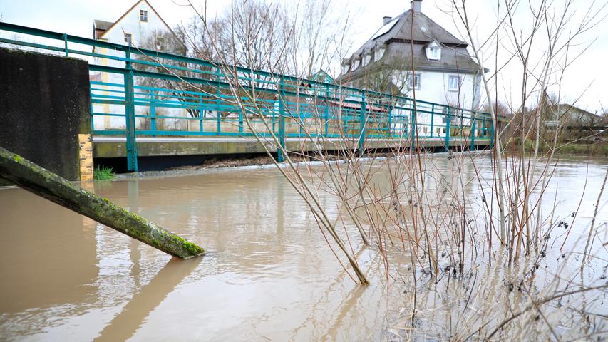 Hochwasser an der Aisch in Adelsdorf.