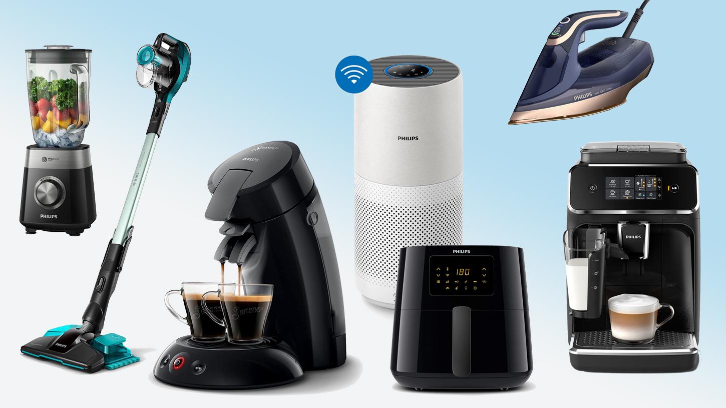 Im Amazon-Sale kann man Hausgeräte von Philips kaufen. Abgedeckt werden viele Kategorien, etwa Heißluftfritteuse, Staubsauger mit und ohne Akku, Luftreiniger, Kaffeevollautomat, Mixer, Bügeleisen und Kaffeepadmaschine.