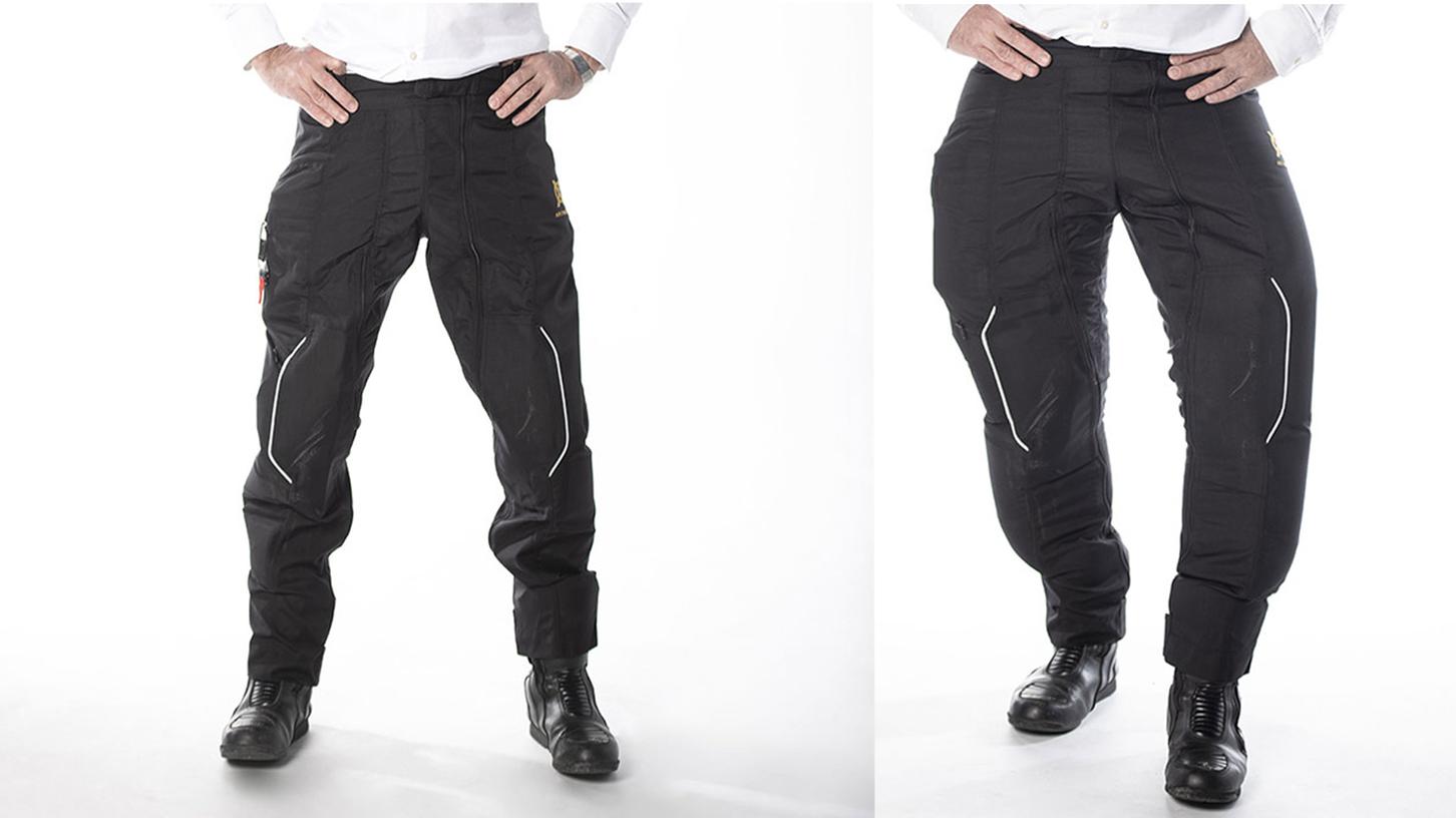 Die Airbag-Hose von CX im "Normalzustand" und aufgeplustert (rechts). Die Airbag-Hose von CX im "Normalzustand" und aufgeplustert (rechts).