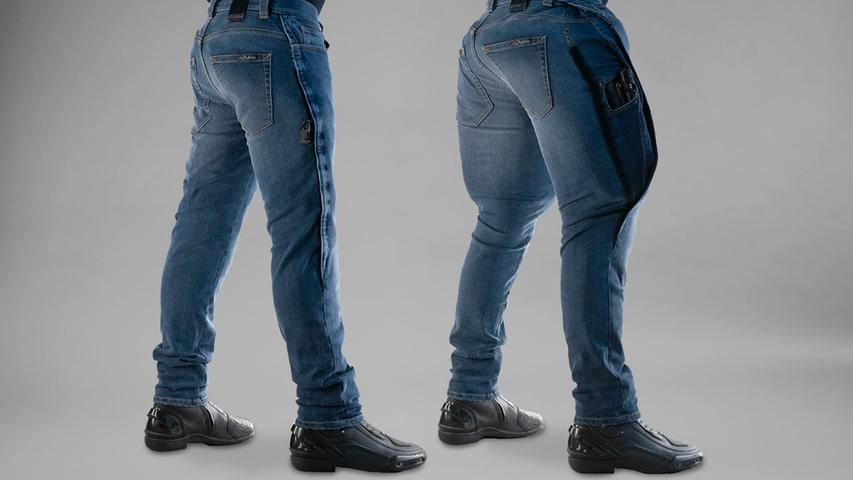 Airbag-Jeans von Mo'Cycle: Sieht aufgeblasen nicht wirklich vorteilhaft aus, schützt aber.