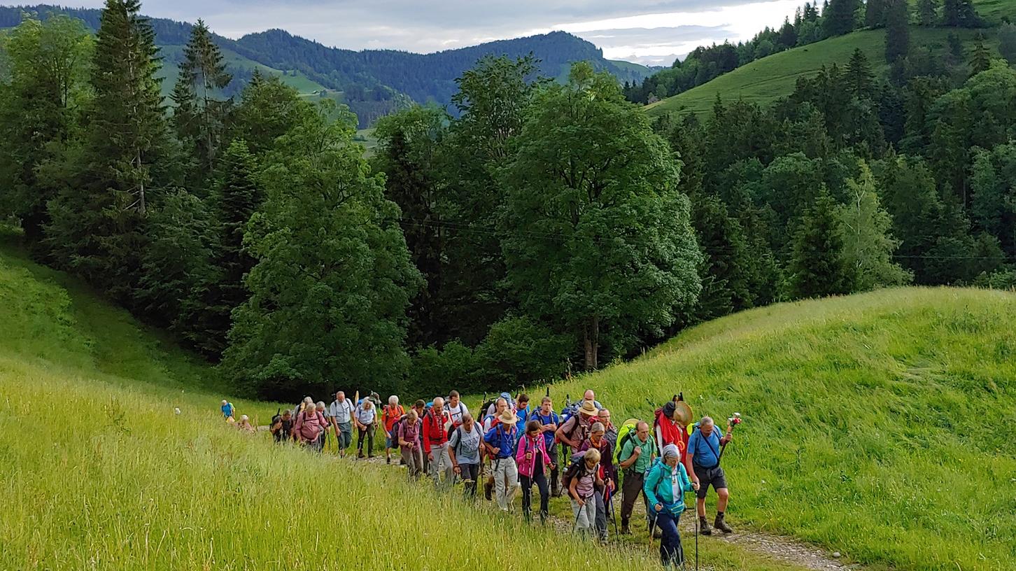 Zwischen 25 und 45 Kilometer wollen die Wallfahrer pro Tag zurücklegen. Beim Gehen bleibt dabei auch viel Raum für persönliche Gespräche. Zwischen 25 und 45 Kilometer wollen die Wallfahrer pro Tag zurücklegen. Beim Gehen bleibt dabei auch viel Raum für persönliche Gespräche.