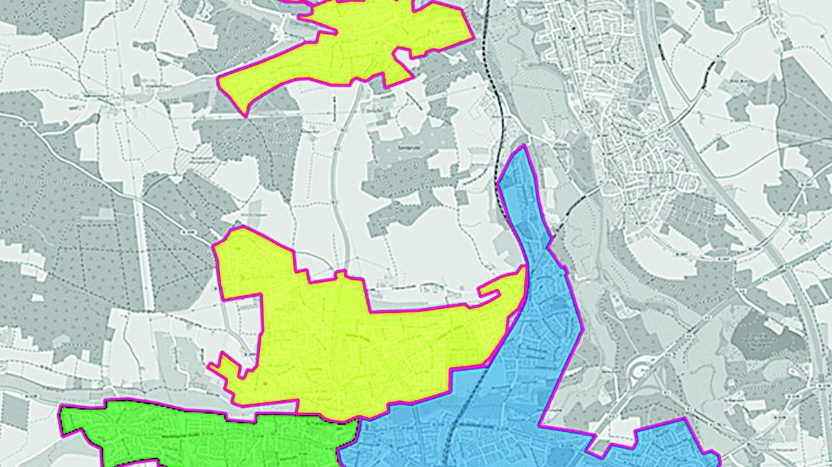  Auf der Karte ist zu sehen, welche Bereiche in Schwabach ab wann mit Glasfaser versorgt werden. Das grün markierte Gebiet wird 2023 ausgebaut, das gelbe 2024 und das blaue 2025.Die Mitarbeiter der Telekom sind derzeit vor allem im gelb markierten Bereich unterwegs.