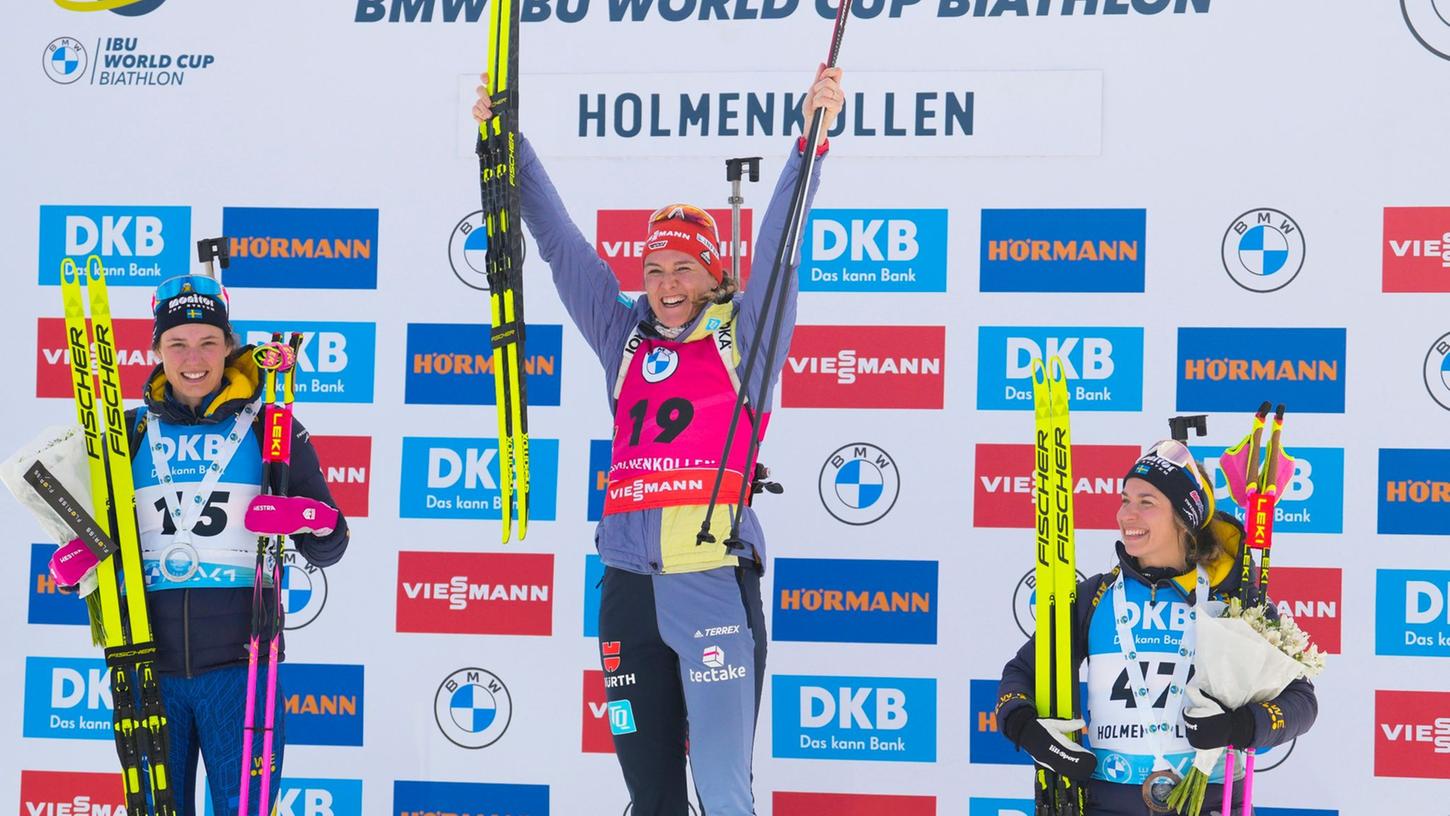 Denise Herrmann-Wick (M) hat den Sprint in Oslo gewonnen.