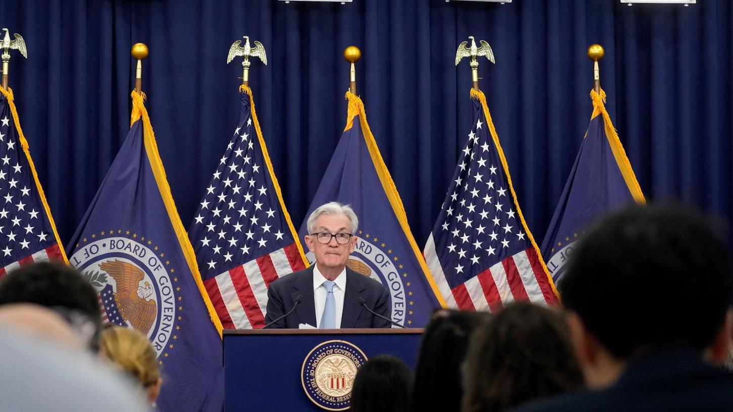 Jerome Powell, Vorsitzender des Federal Reserve Board, spricht während einer Pressekonferenz bei der Federal Reserve.