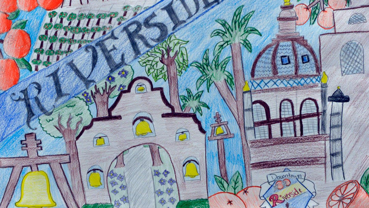 Riverside ist Erlangens kalifornische Partnerstadt - für eine Ausstellung hatten Erlanger Schüler die Stadt gemalt, zum Beispiel so wie hier im Bild zu sehen.