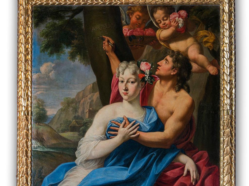 Johann Martin Schuster: Angelica e Medoro, Öl auf Leinwand, 1714. Johann Martin Schuster: Angelica e Medoro, Öl auf Leinwand, 1714.
