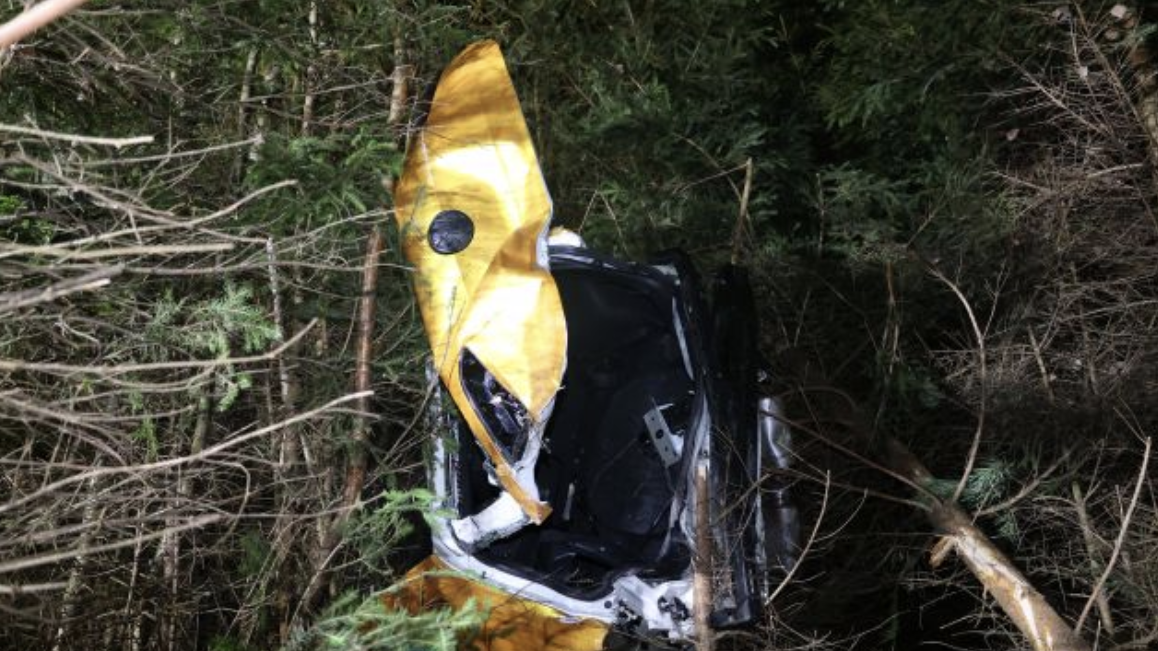 Das Auto kam auf der A93 von der Fahrbahn ab, durchbrach einen Wildschutzzaun und blieb im Unterholz stecken.