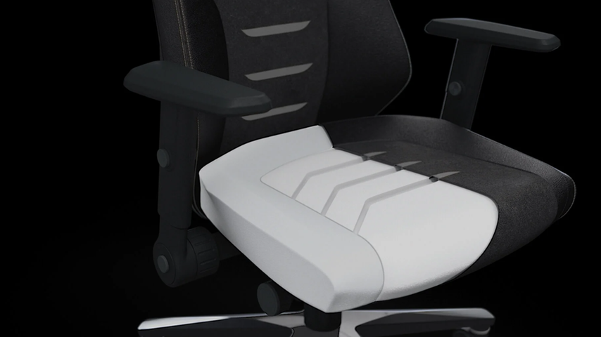 Der Backforce One hat eine „Dual Core Sitz" Konstruktion mit zwei Schaumkomponenten, die sich an die Gesäßform anpassen. Die beiden Module haben unterschiedliche Härtegrade und bieten so eine besonders bequeme Sitzposition.