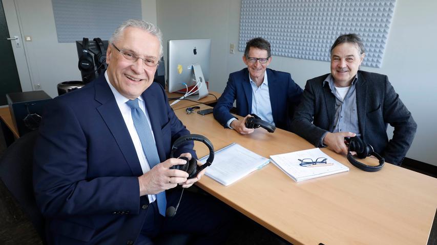Prominente Gäste wie Bayerns Innenminister Joachim Herrmann (CSU) kamen gern zu "Horch amol" mit Michael Husarek und Matthias Oberth (von links).