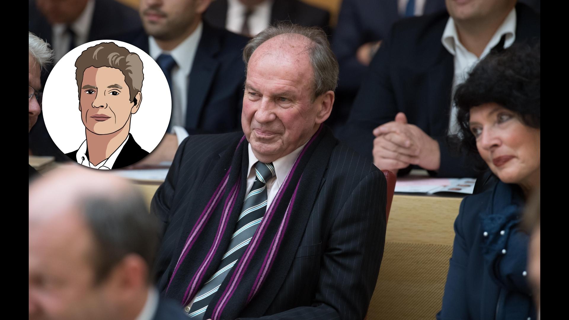 Raimund Swoboda, Ex-AfDler, Markenzeichen Schal. Raimund Swoboda, Ex-AfDler, Markenzeichen Schal.