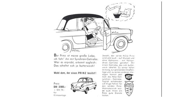 So wurde der Prinz 1959 beworben. Bei der Klimaanlage für 94 Euro dürfte es sich eher um eine Lüftung/Heizung handeln als um das, was man heute unter einer "Air Condition" versteht.