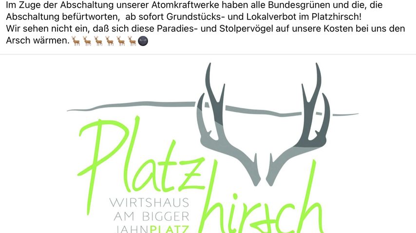 Nicht nur das Lokal ist tabu: Auch Grundstücksverbot erteilte der Besitzer in seinem Post. Nicht nur das Lokal ist tabu: Auch Grundstücksverbot erteilte der Besitzer in seinem Post.