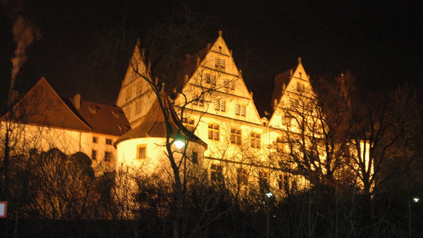Sehenswerte Gebäude - wie hier das Schloss Ratibor bei Roth - nachts anzustrahlen sieht schön aus, wird aber zur Todesfalle für viele Tiere. 