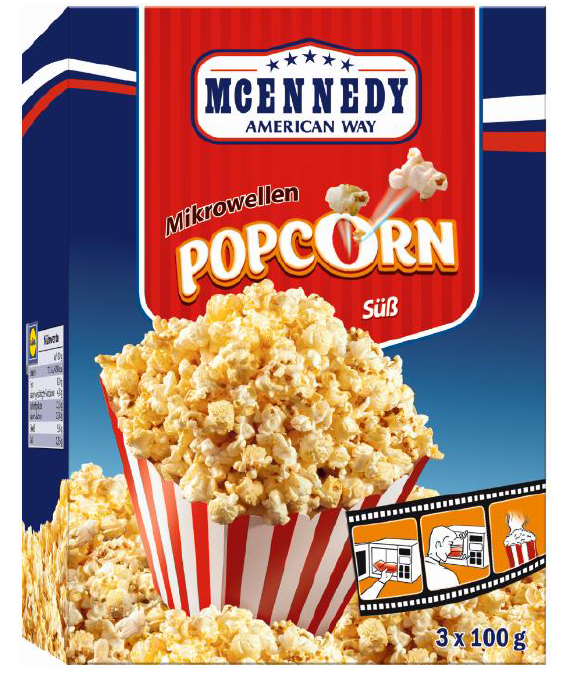 Warenrückruf "McEnnedy Mikrowellen Popcorn süß, 3x100 g"