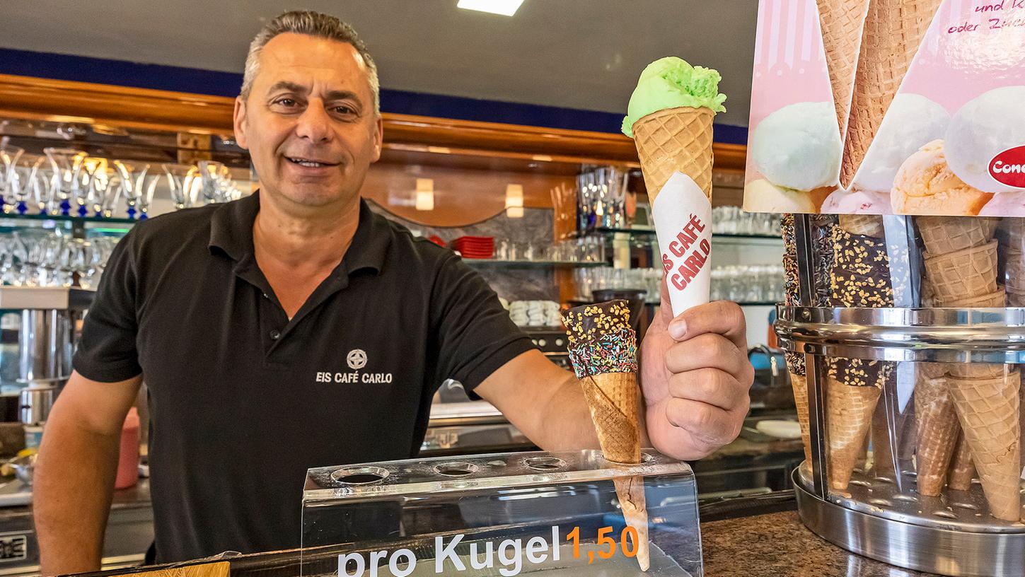 Im Eis Café Carlo in Herzogenaurach kostet das Eis in diesem Jahr 1,50 pro Kugel. Im Eis Café Carlo in Herzogenaurach kostet das Eis in diesem Jahr 1,50 pro Kugel.