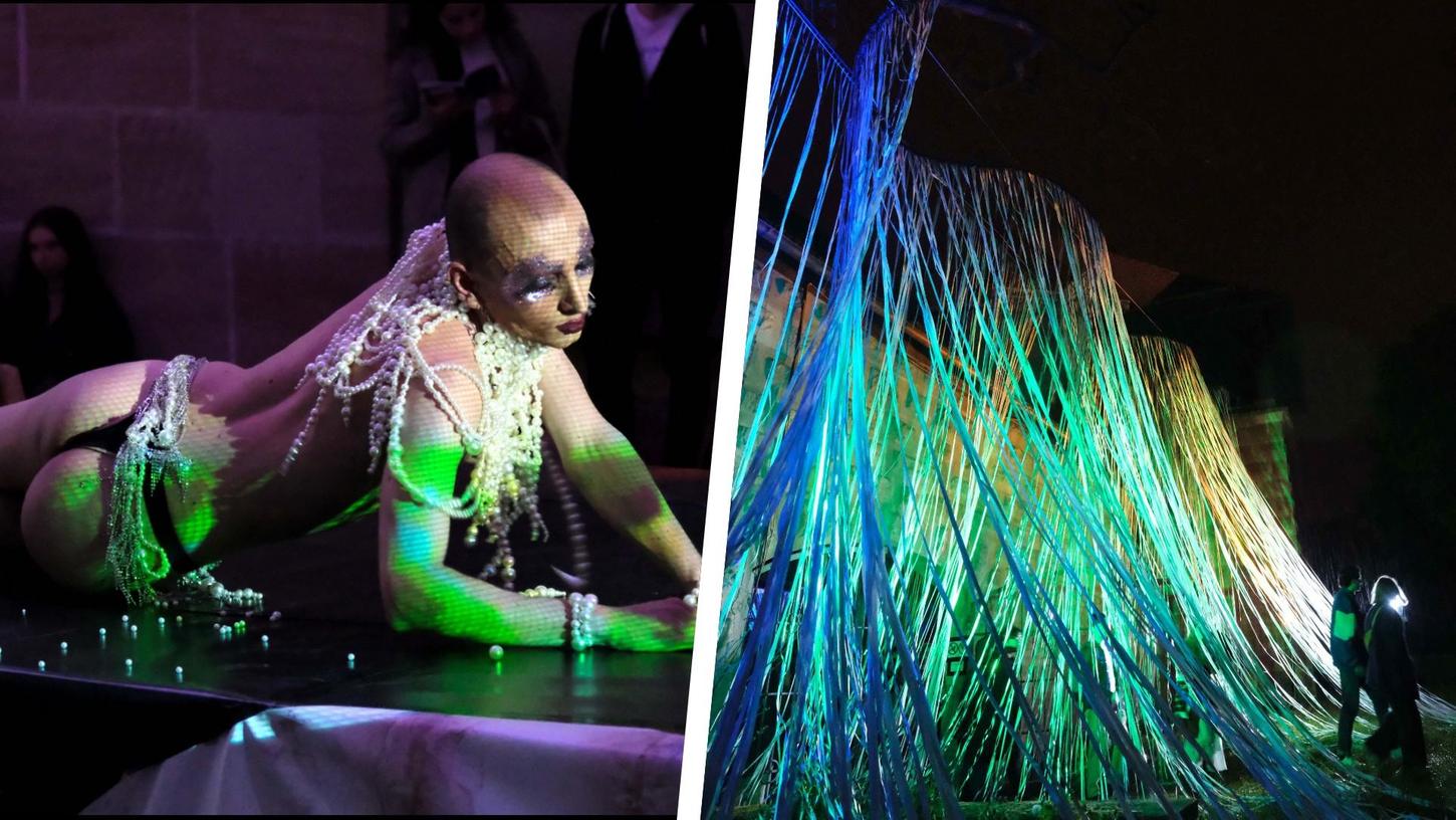 Bei der Preview zur Blauen Nacht am Freitagabend gab es neben spektakulären Lichtinstallationen auch Performance-Kunst zu sehen.