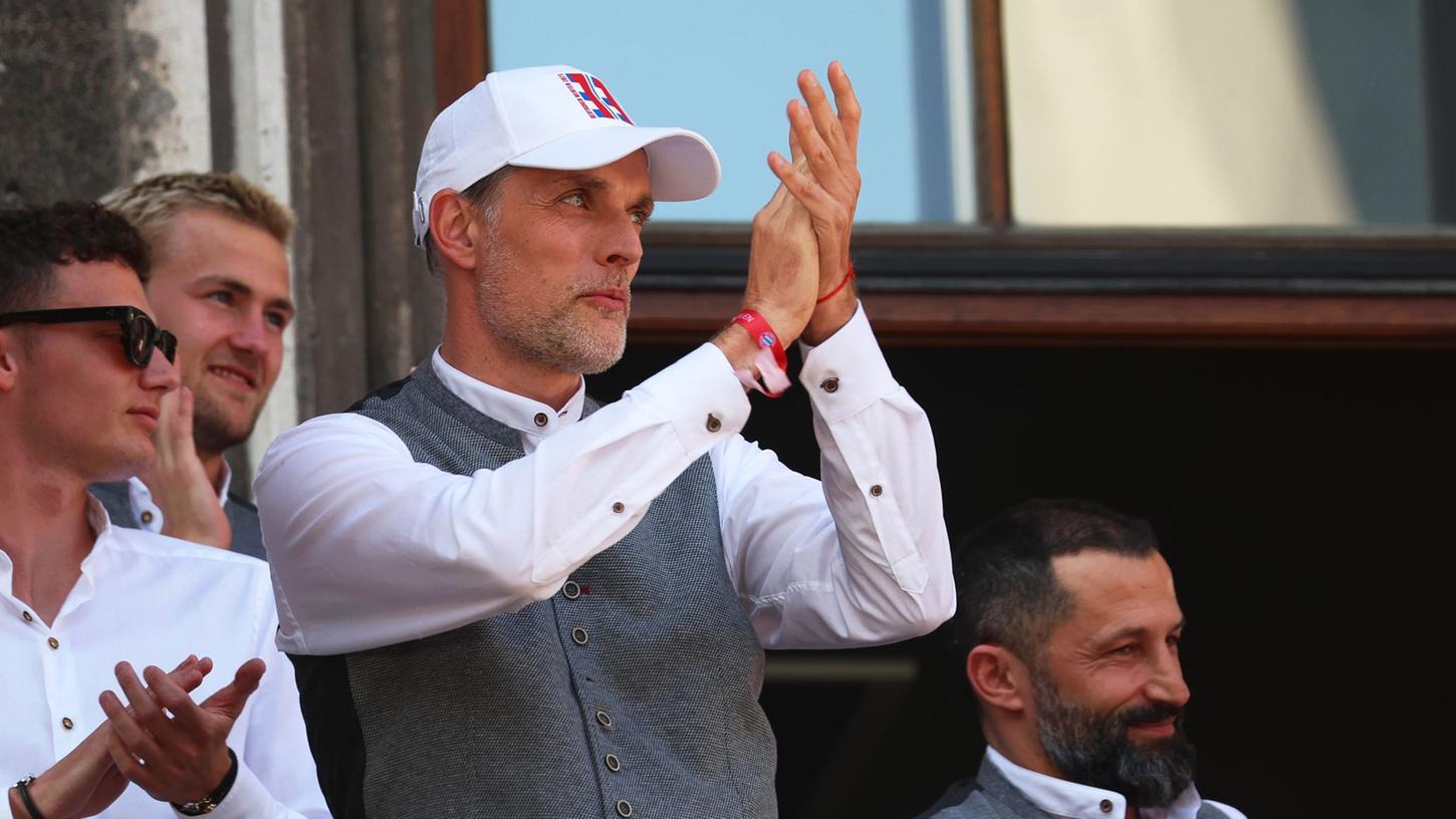 Bayern-Trainer Thomas Tuchel bei der Meisterfeier auf dem Rathaus-Balkon.