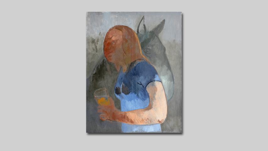 FATMA GÜDÜ 15jährig mit Begleiter (2022) 120 x 90 cm Öl auf Leinwand FATMA GÜDÜ 15jährig mit Begleiter (2022) 120 x 90 cm Öl auf Leinwand
