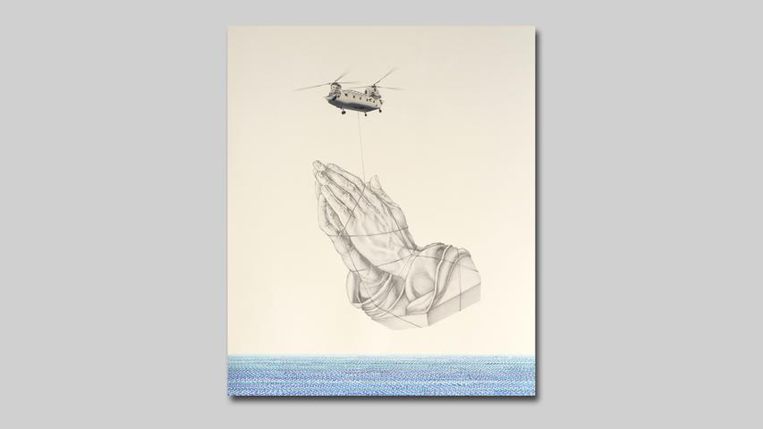 EUN HUI LEE Hoffnung (2023) 60 x 50 cm Öl, Bleistift und Aquarell auf Papier