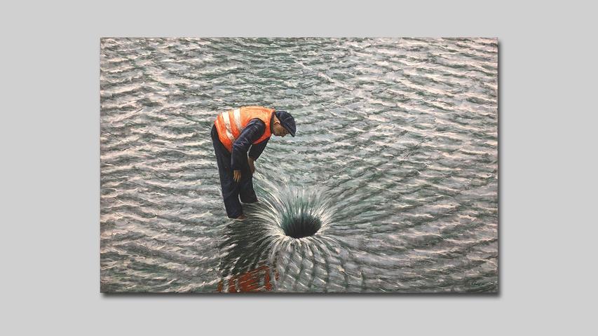 THOMAS MICHEL Mahlstrom (2019) 90 x 140 cm Öl auf Leinwand